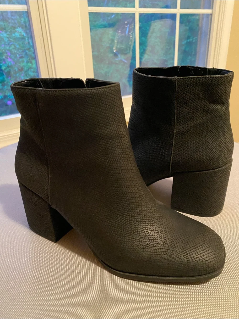 Mix No. 6 -The “Benisa” Black faux snakeskin Ankle Booties - Size 8.5W